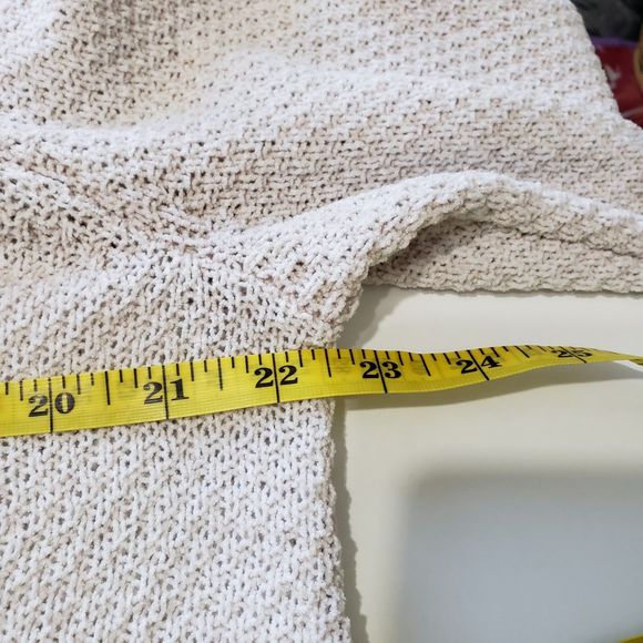 LC Lauren Conrad Soft Long Sleeve Cowl Neck Beige Sweater with Tie Hem, Medium - Picture 9 of 10